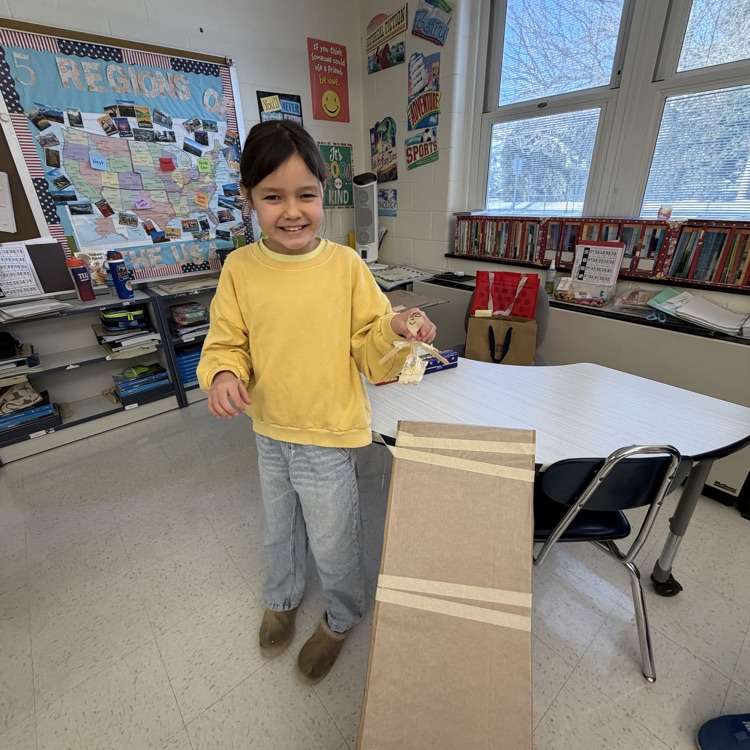 Third graders had their own Winter Olympics! They designed and created skiers to race down their very own ski slope! Someone very special wanted to ski too!