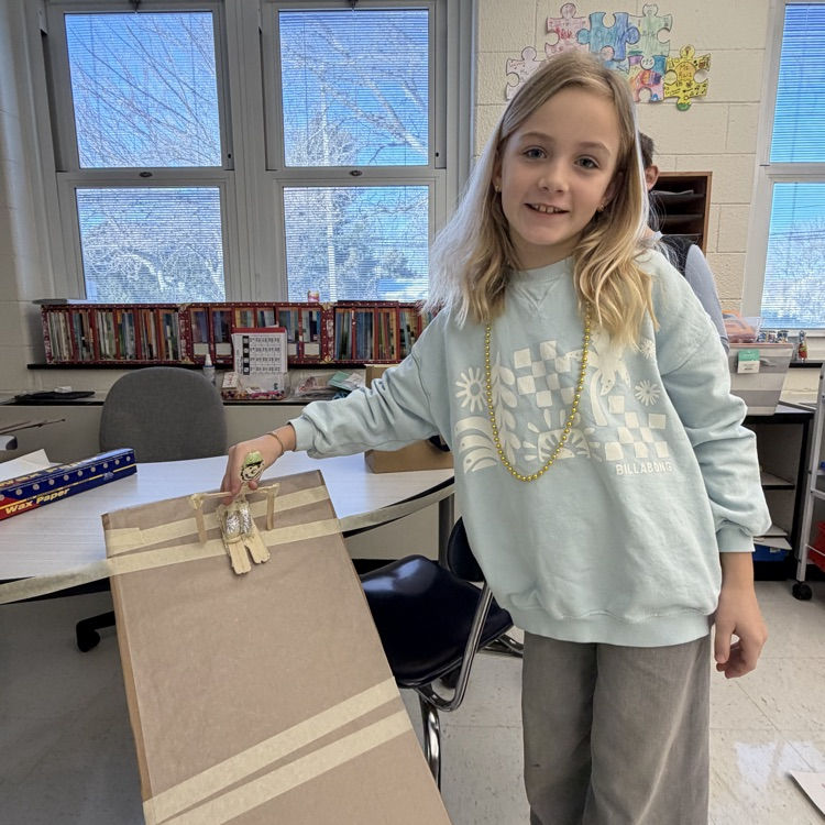 Third graders had their own Winter Olympics! They designed and created skiers to race down their very own ski slope! Someone very special wanted to ski too!