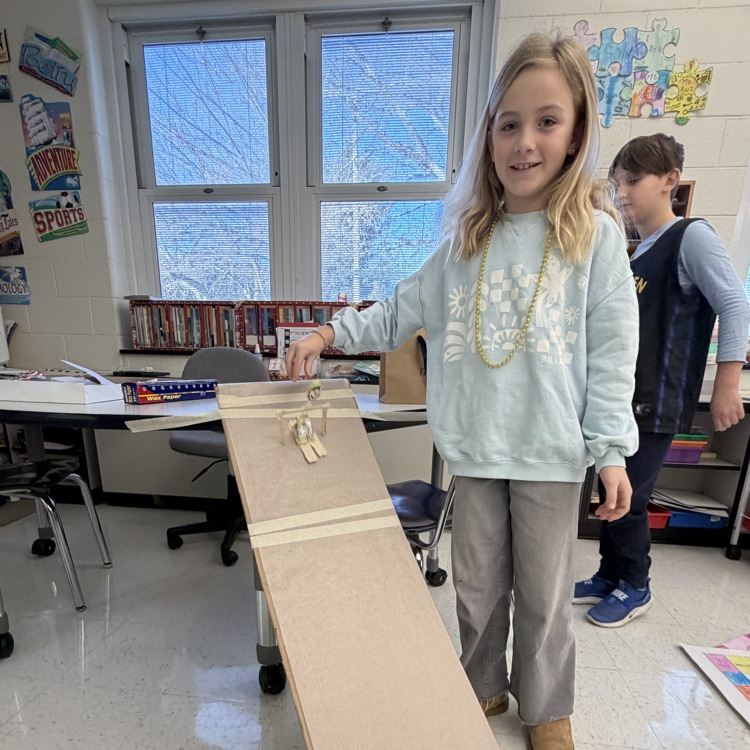 Third graders had their own Winter Olympics! They designed and created skiers to race down their very own ski slope! Someone very special wanted to ski too!