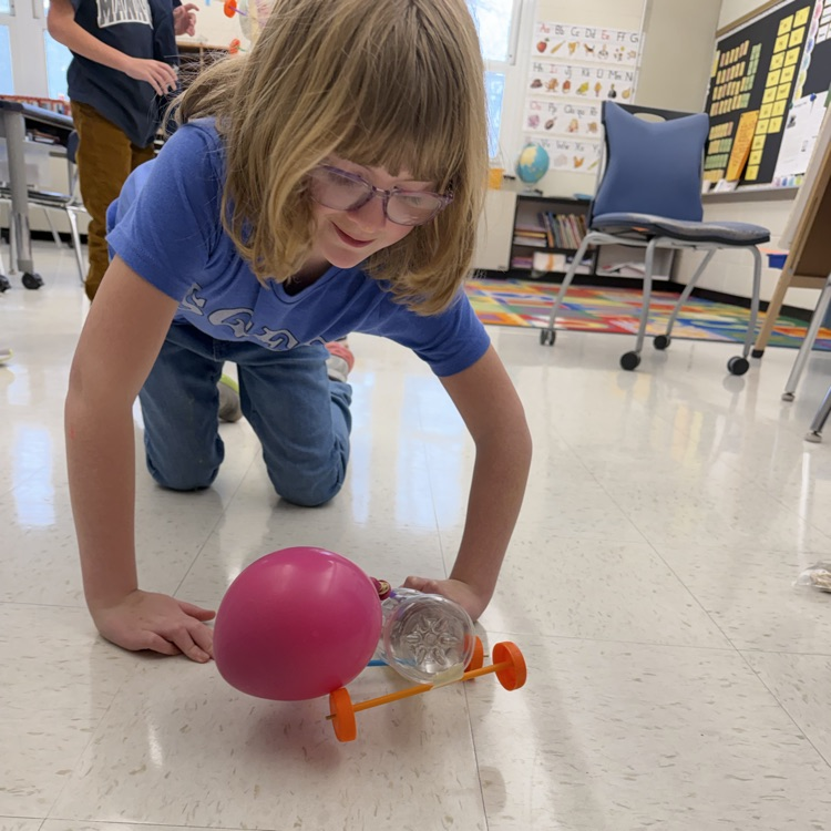 Third graders experiment with the third law of motion!
