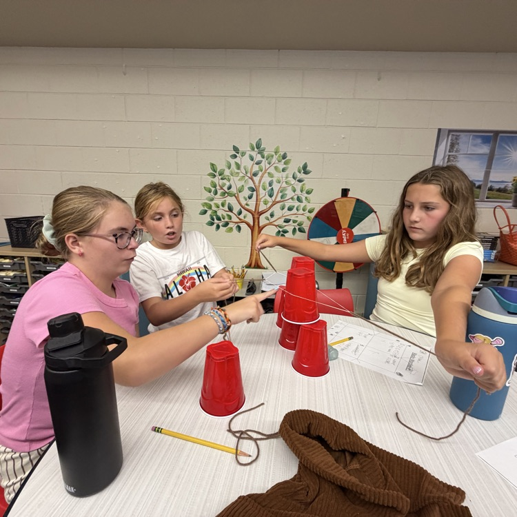 Teamwork, communication, and a little creativity! 🥤🙌 6th grade worked together to build a cup pyramid—without using their hands! 💪✨