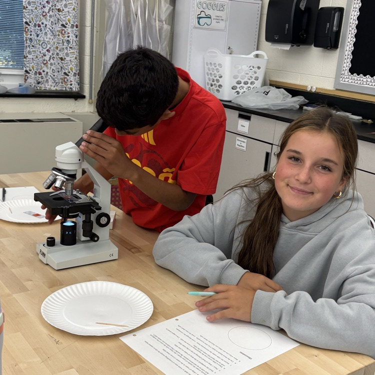 Today’s study in microscopy had the 7th graders checking out their own cells! What do you think YOUR cells look like? 