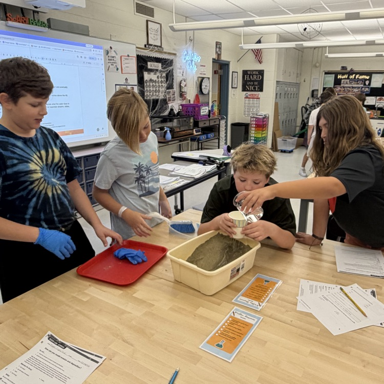🌎 Science in action! Our 6th graders modeled erosion and deposition to see how Earth’s surface changes over time. Learning by doing! 🪨💧 #SixthGradeScience #HandsOnLearning #EarthScience
