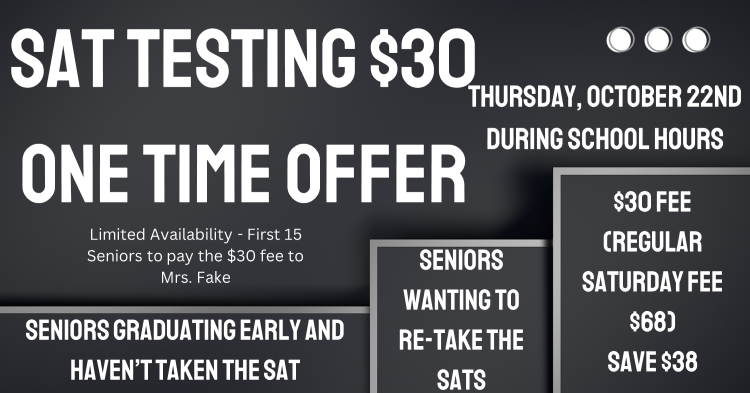 SAT Testing for Seniors