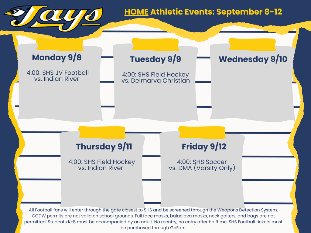 weekly athletics schedule