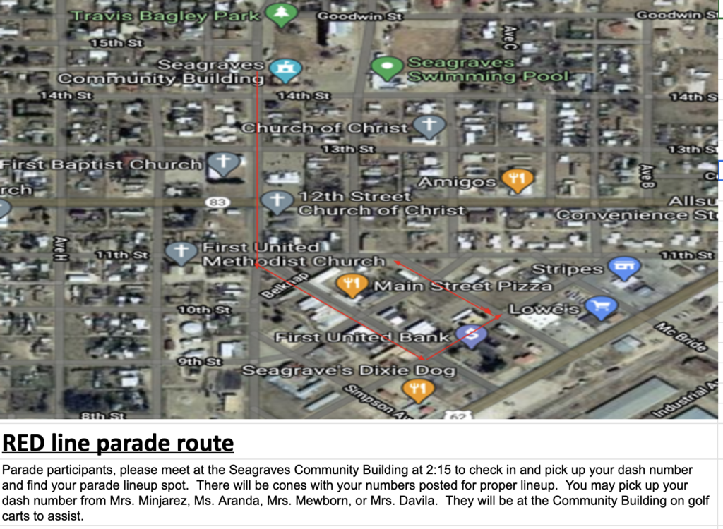 Homecoming parade route