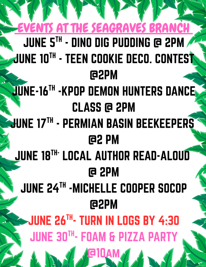 Summer Events at the Library