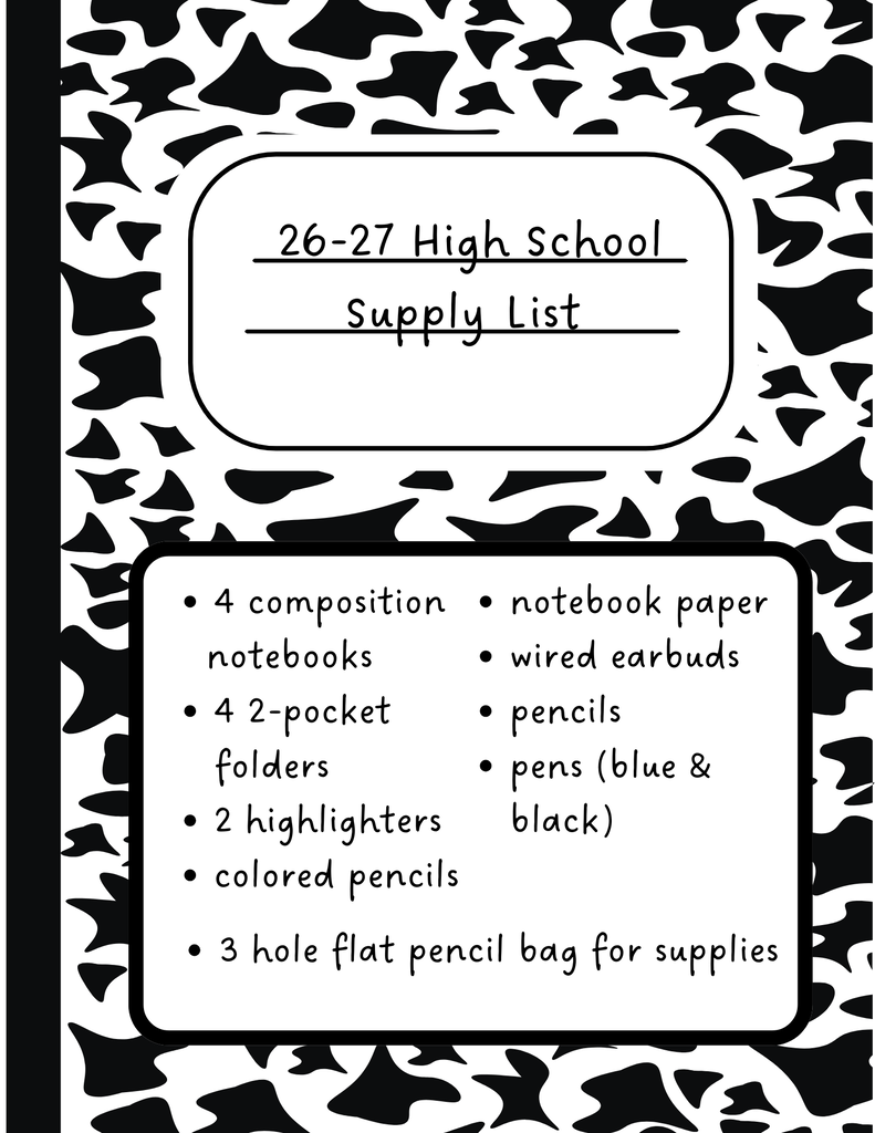 High School Supply List