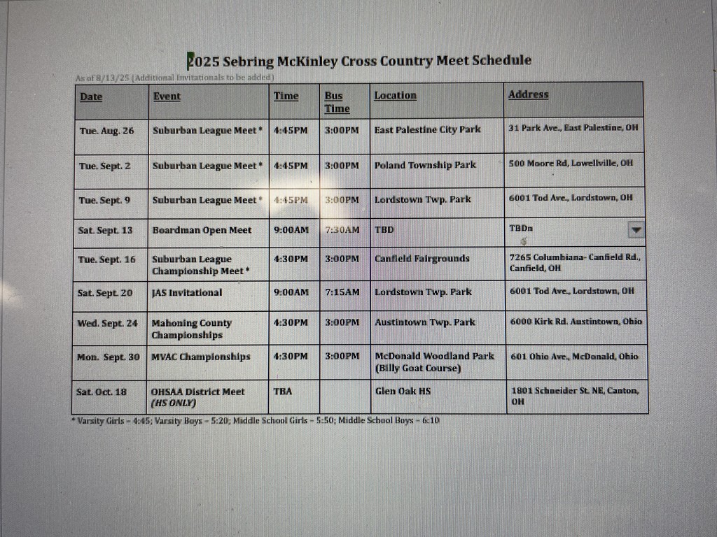 Schedules