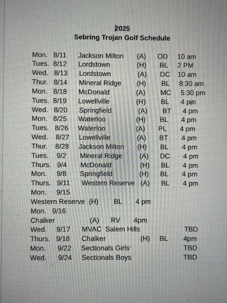 Schedules