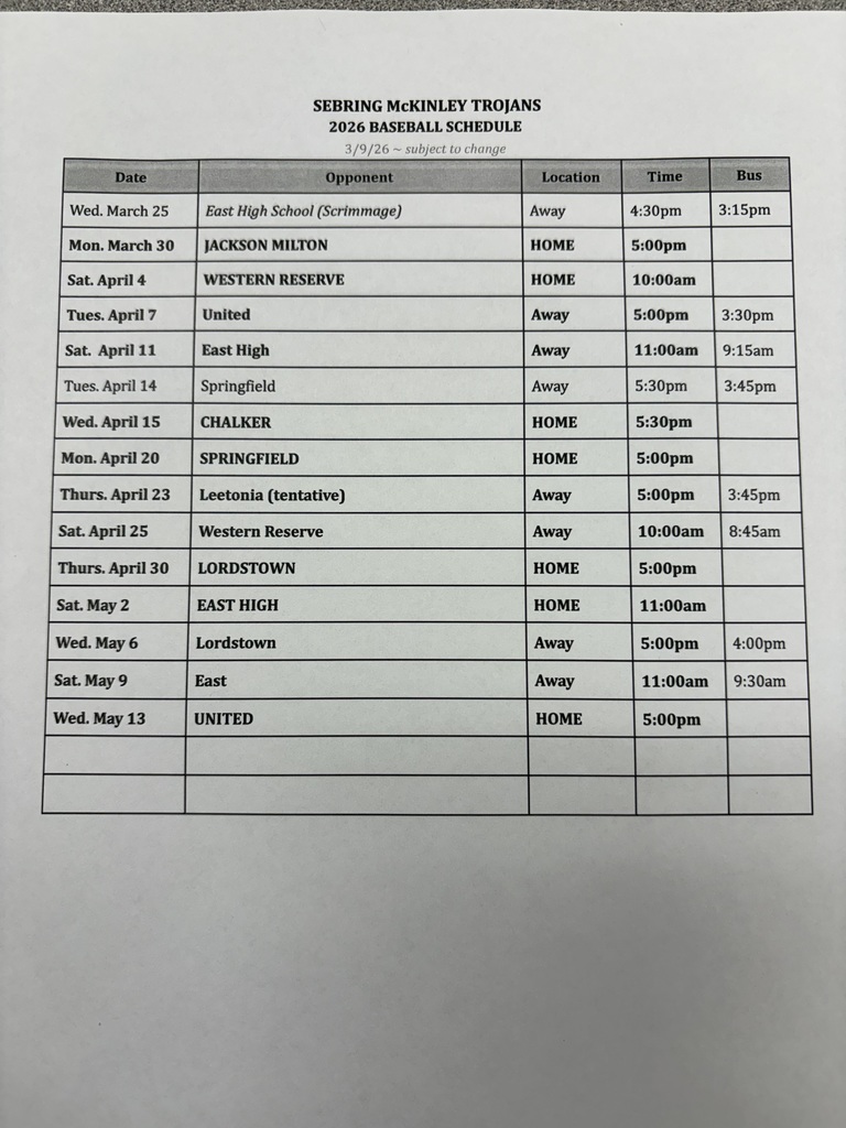 Spring Schedules