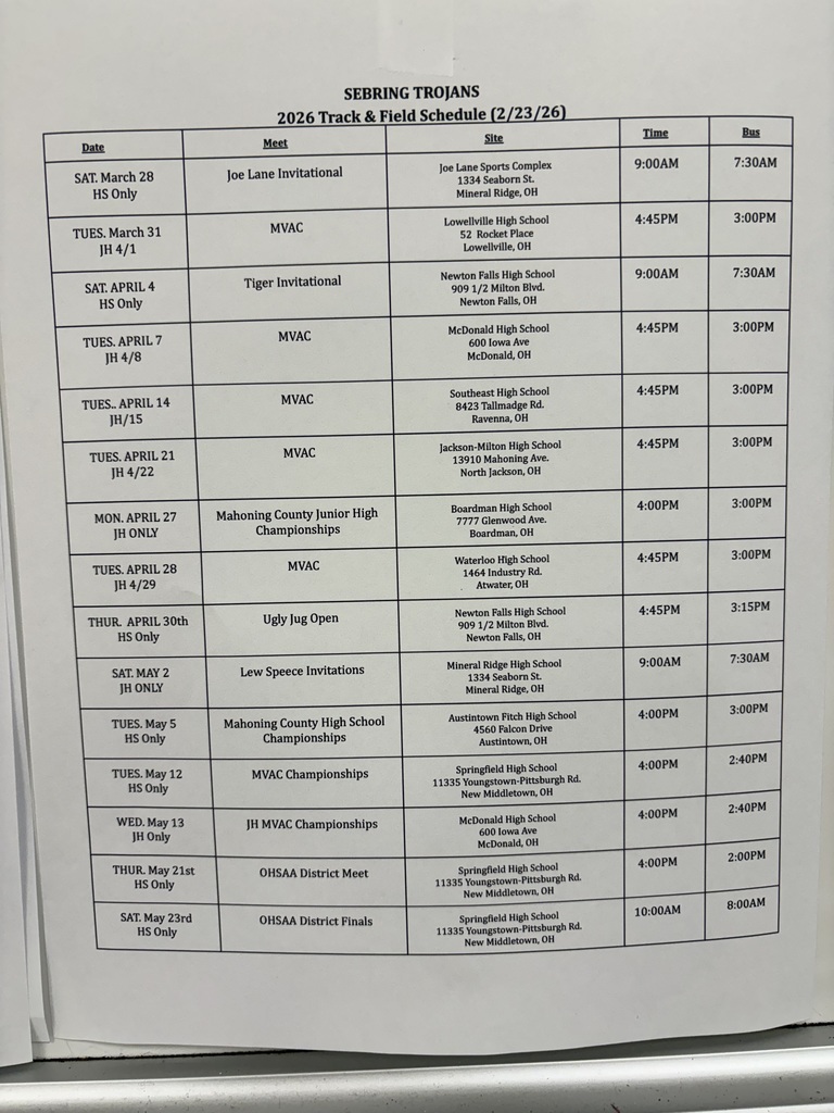 Spring Schedules