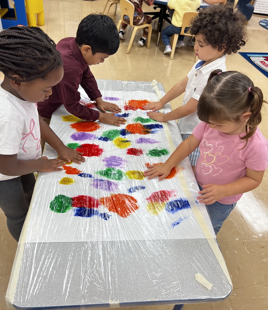 Pre-K learning colors with paint