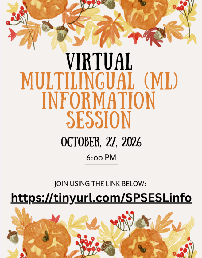 An event poster for a multilingual information session on October 27, 2026, at 6:00 PM. It has a link to join.