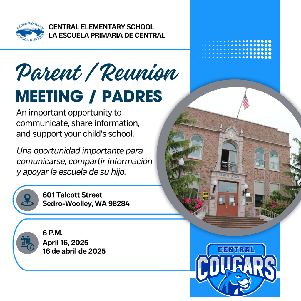 Central Parent Group Meeting tonight at 6 p.m. in the school library. Join us to discuss important updates and ideas for supporting our students. #CentralParents