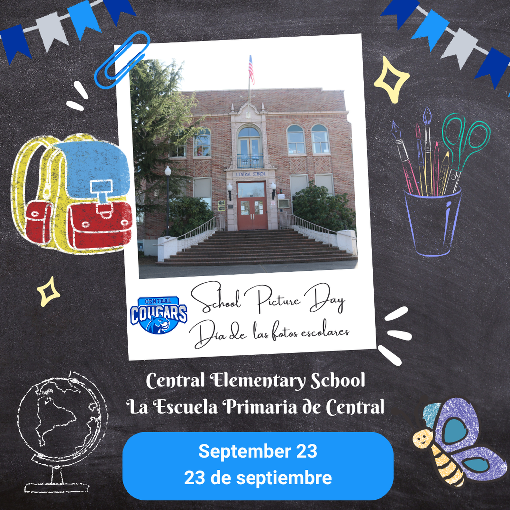 Central Elementary – Picture Day Reminder 📷 Picture Day is coming! 📅 Tuesday, September 23 Please be sure your student is ready for school photos.