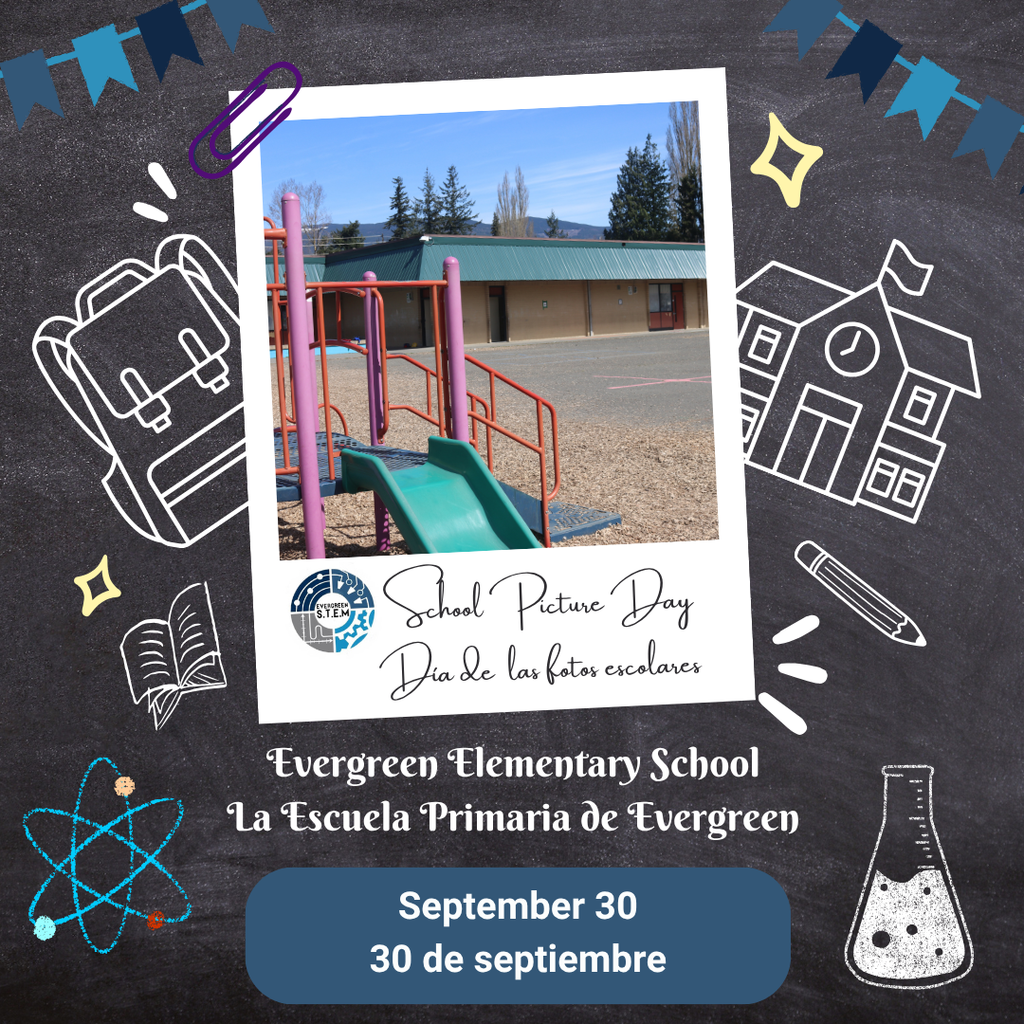 Evergreen Elementary – Picture Day Reminder 📷 Picture Day is coming! 📅 Tuesday, September 30 Students will have their school photos taken.