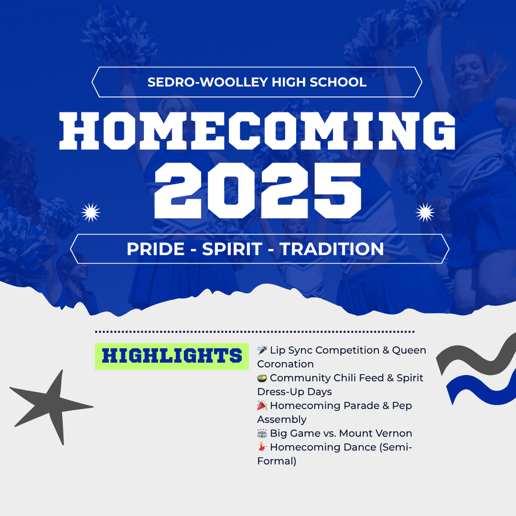 Homecoming 2025: 🎤 Lip Sync Competition & Queen Coronation 🍲 Community Chili Feed & Spirit Dress-Up Days 🎉 Homecoming Parade & Pep Assembly 🏟️ Big Game vs. Mount Vernon 💃 Homecoming Dance (Semi-Formal)