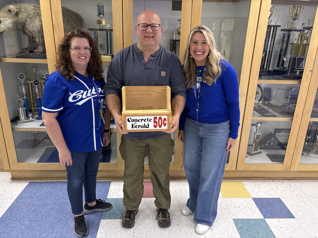 Jason Miller, editor and publisher of the Concrete Herald, recently made the first of two $300 donations to Sedro-Woolley High School’s Wood Production program to support the construction of countertop newspaper boxes. The second $300 donation will come later this school year. The donations are in exchange for a total of 10 newspaper racks built by Dan Caldwell’s students—five were completed during the 2024–25 school year, and the remaining five will be built this year. A longtime supporter of Career and Technical Education and a member of the journalism advisory board, Miller said, “I love these kind of collaborative projects, where everyone wins and everyone’s happy.” The project gives students hands-on experience while meeting a real community need, creating a true win-win partnership.