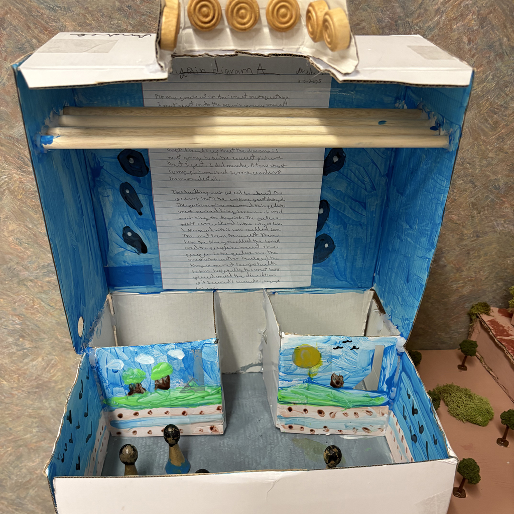 Close-up photos of sixth grade Mesopotamia models created by Mary Purcell Elementary students. The detailed dioramas and structures show elements like rivers, temples, and early cities, highlighting students’ creativity and understanding of ancient civilizations.