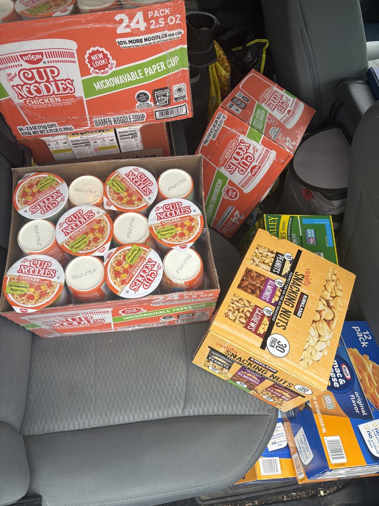 Some of the donated food items before they were delivered.