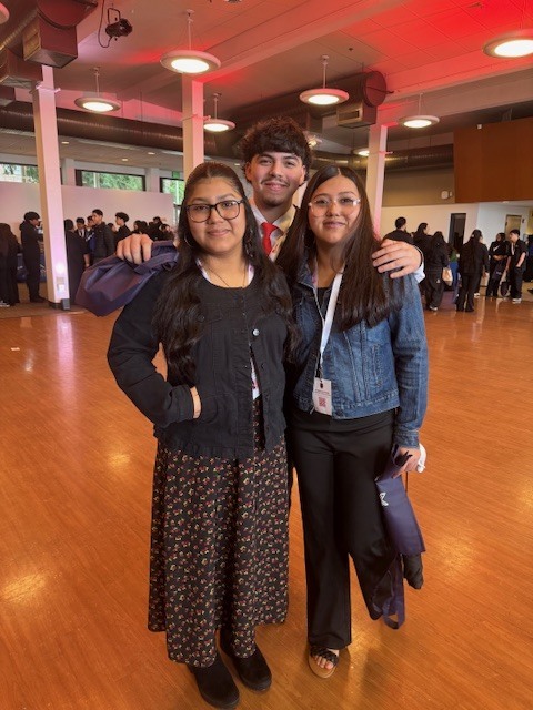 Students from Sedro-Woolley High School participating in a youth leadership conference, including group activities, presentations, and recognition of student achievements in writing and visual arts.