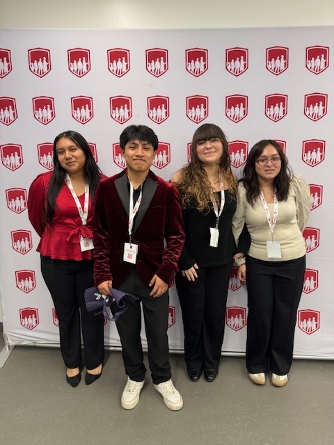 Students from Sedro-Woolley High School participating in a youth leadership conference, including group activities, presentations, and recognition of student achievements in writing and visual arts.