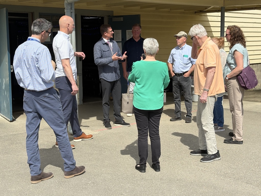 Visitors and staff during a school tour at a Sedro-Woolley school.