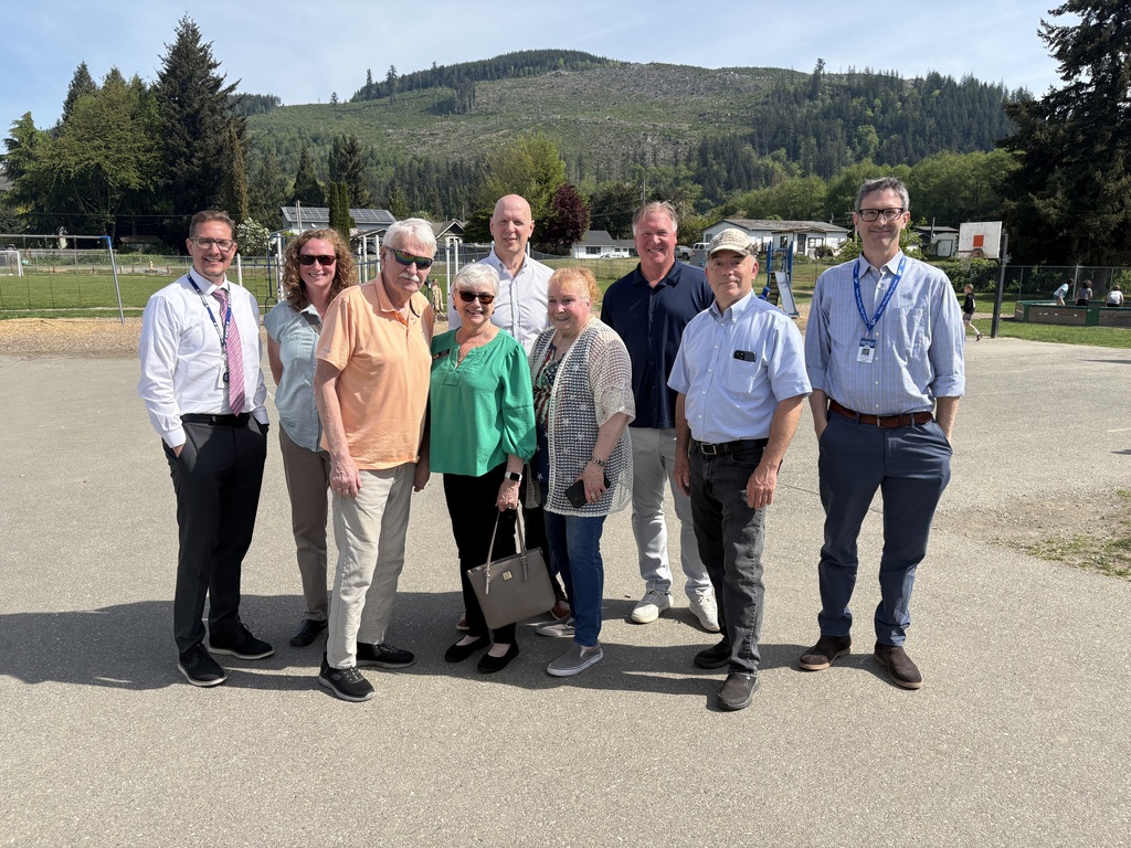 Visitors and staff during a school tour at a Sedro-Woolley school.