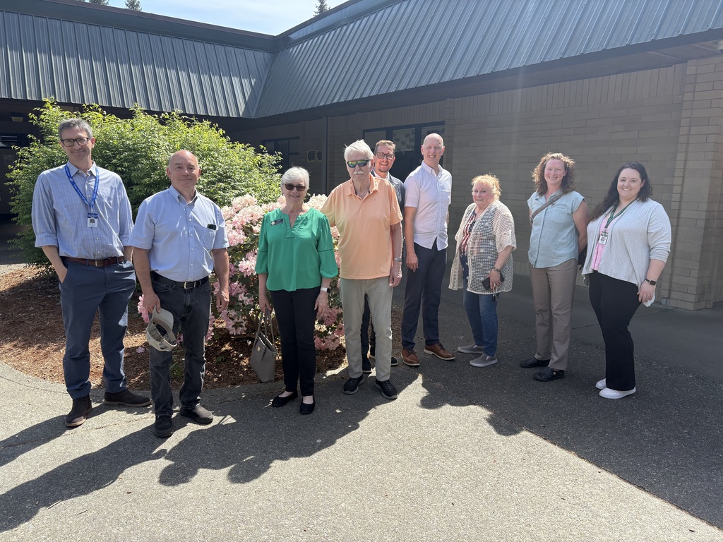 Visitors and staff during a school tour at a Sedro-Woolley school.