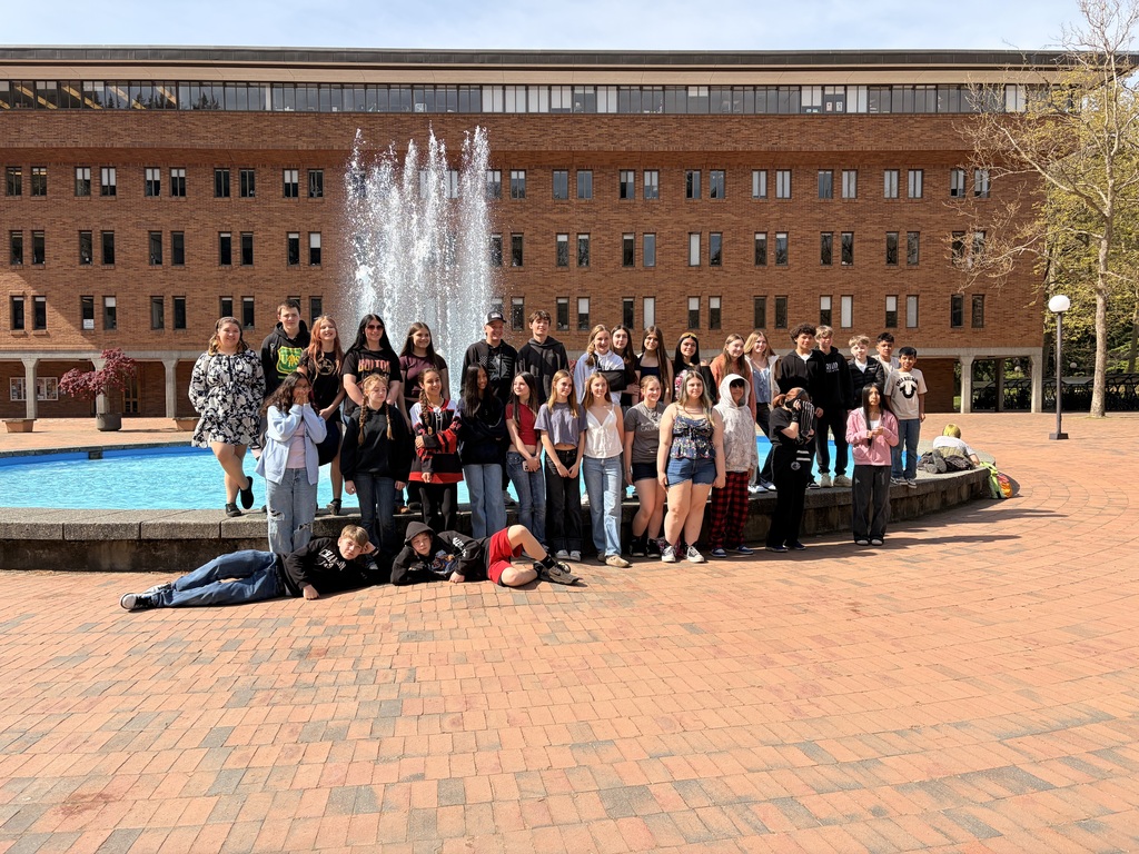 A group of Sedro-Woolley School District 7th grade AVID students pose for a photo during their annual visit to Western Washington University. Students stand together on campus while participating in a college exploration experience designed to introduce them to higher education opportunities and future career pathways.
