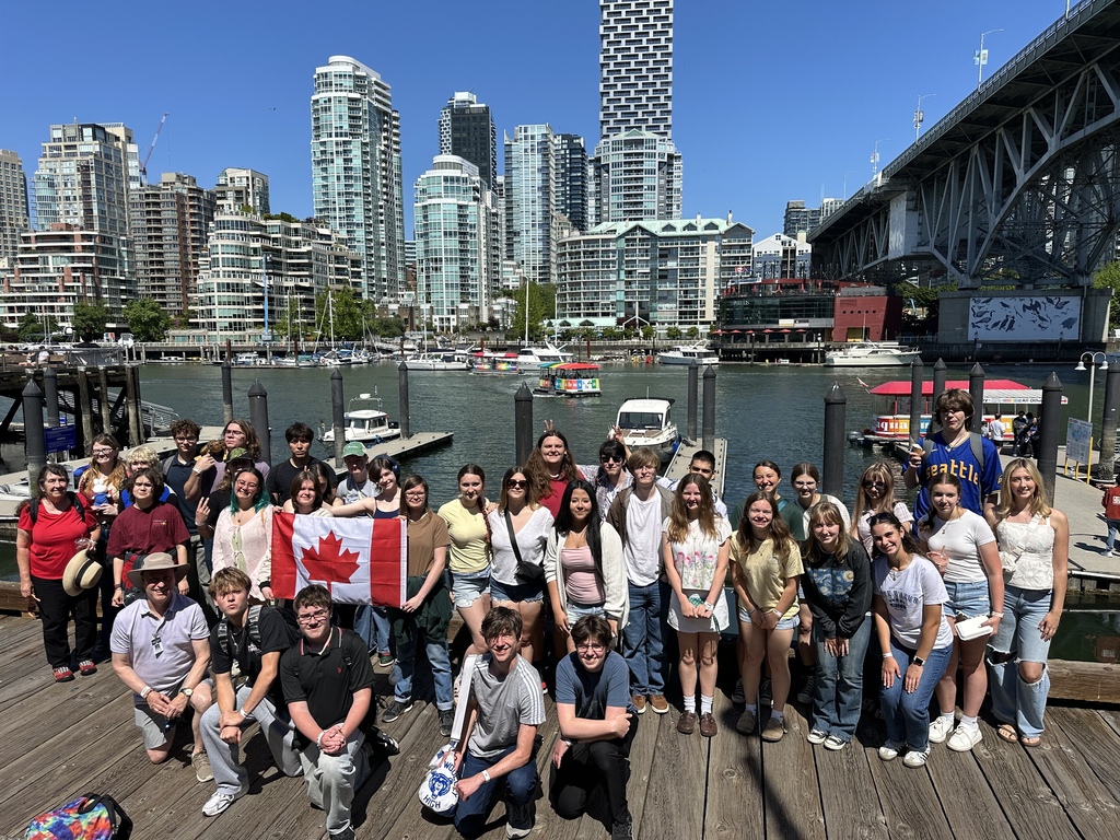 Sedro-Woolley High School French students pose for photos and participate in activities during a field trip to the Vancouver International Children's Festival. Students attended performances by La Fanfare Fanfaronne and Missy D while experiencing French language and culture. The annual trip has been a tradition for SWHS French students since 1999.