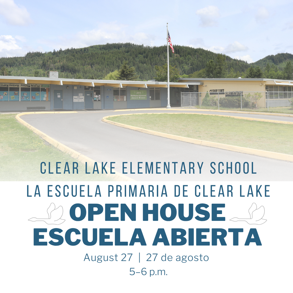 🏫 Clear Lake Elementary School families are invited to Open House on August 27 from 5–6 p.m. We look forward to welcoming students and families before the first day of school.