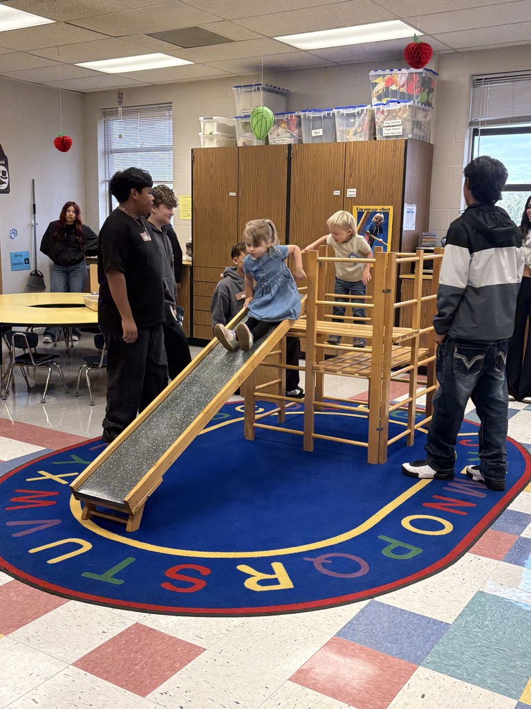 Preschool students and Sedro-Woolley High School Child Psychology students learn and play together at the Cubs Early Learning Academy.