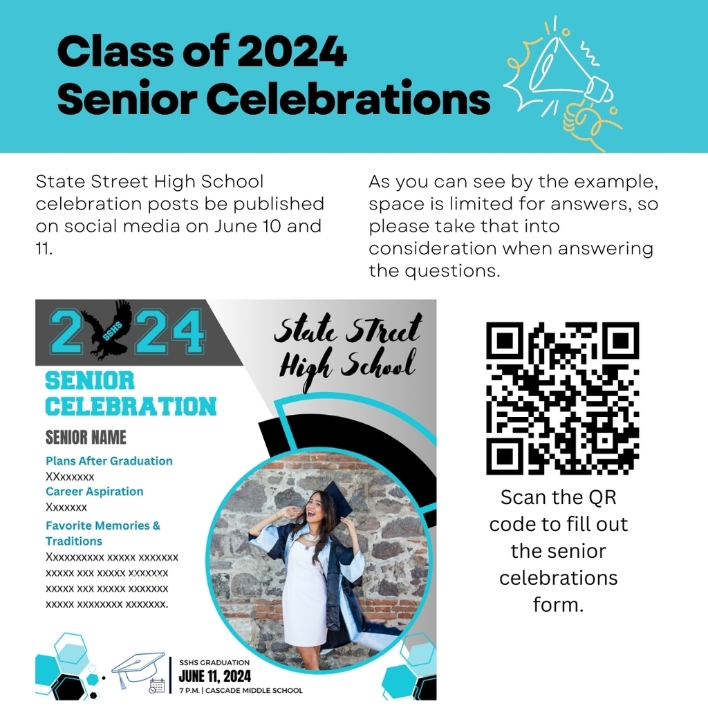 Senior Celebrations — Class of 2024 Sedro-Woolley High School celebration posts will start being published on social media on May 1, with the last SWHS feature running on June 6th (the day before graduation). State Street High School Celebrations will run on June 10 and 11. Senior parents and students: please fill out this form as soon as possible and upload a photo! https://forms.gle/WvJbHayDbehvTSUY8 As you can see by the examples below, space is limited for answers, so please take that into consideration when answering the questions.