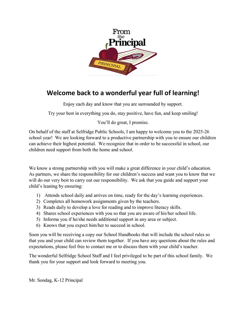 Principal Letter
