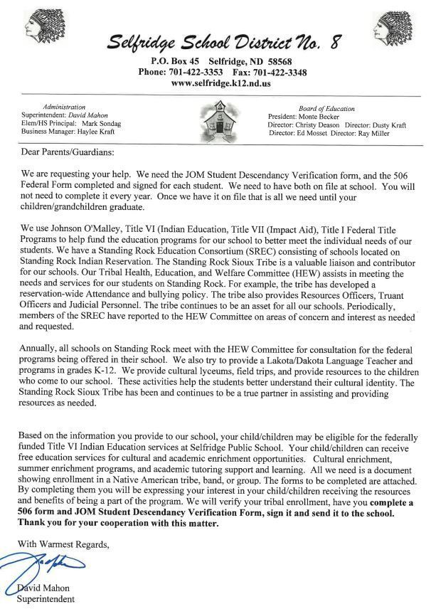 2025-2026 JOM Parent/Guardian notification letter