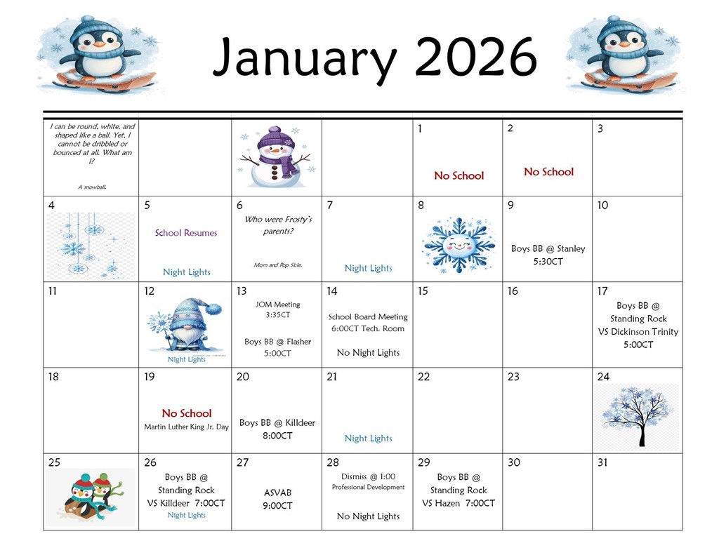 January calendar
