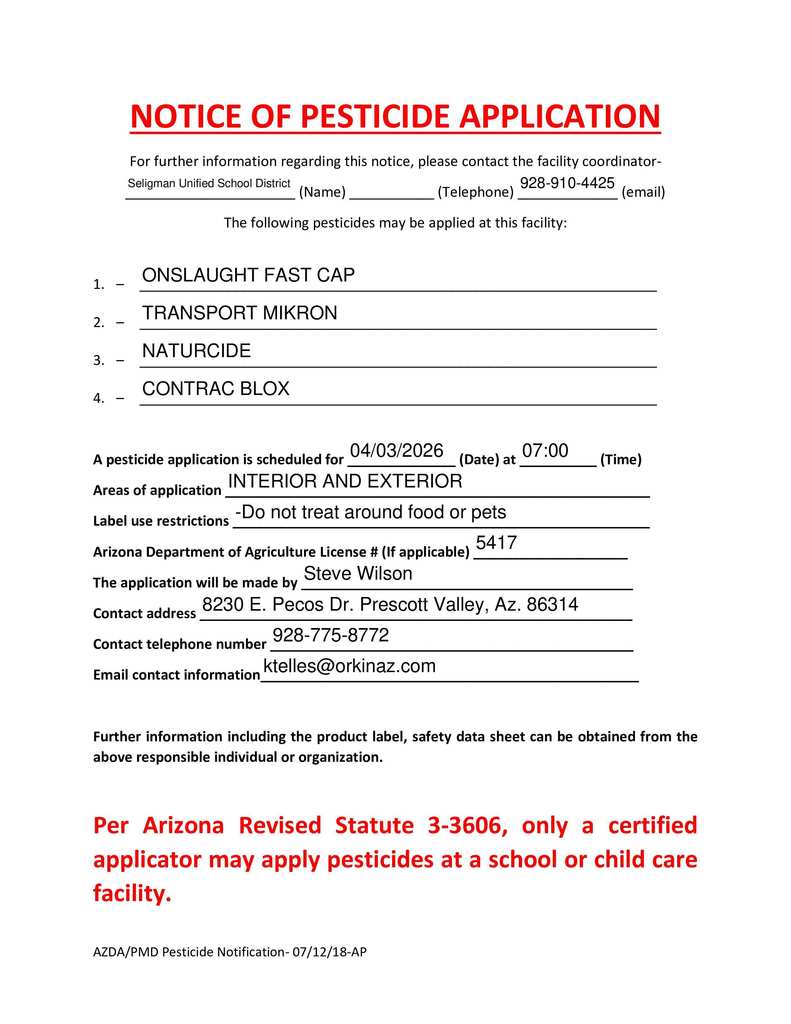 Pesticide application notice