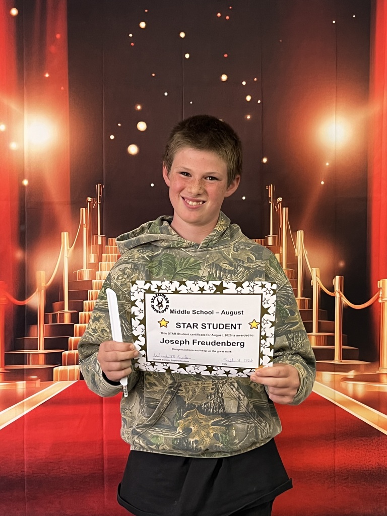Middle School Student of the month Joseph Freudenberg