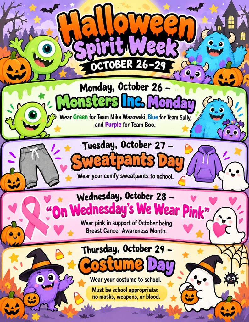Halloween Spirt Week Oct 26-29