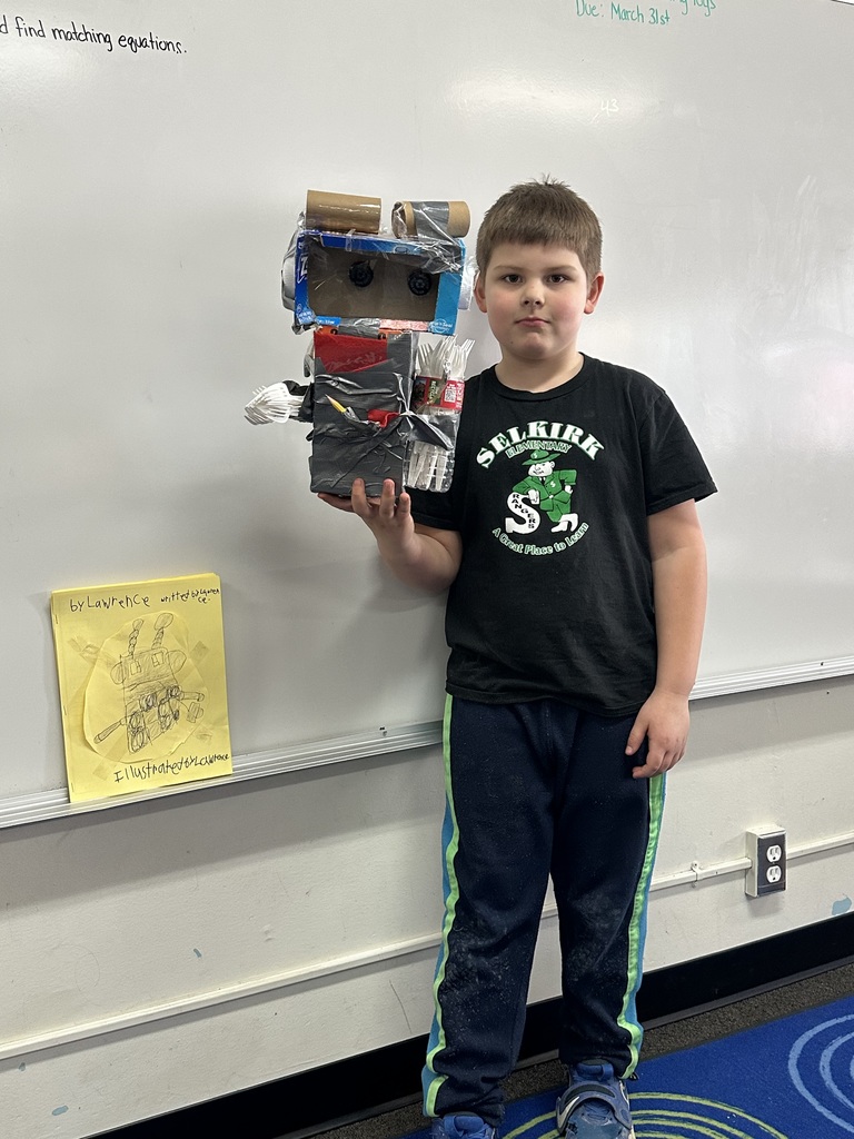 Boy with blue and red robot