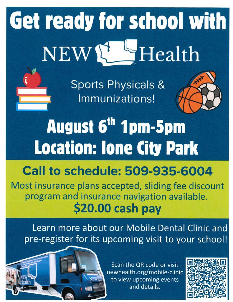 Flyer for New Health sports physicals and immunizations