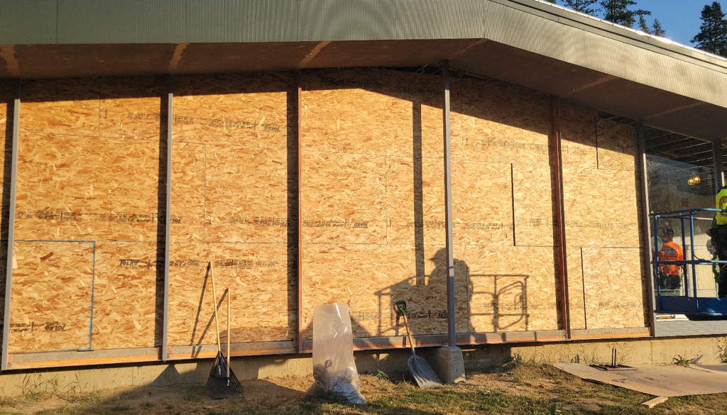 Temporary walls to replace the demoed windows