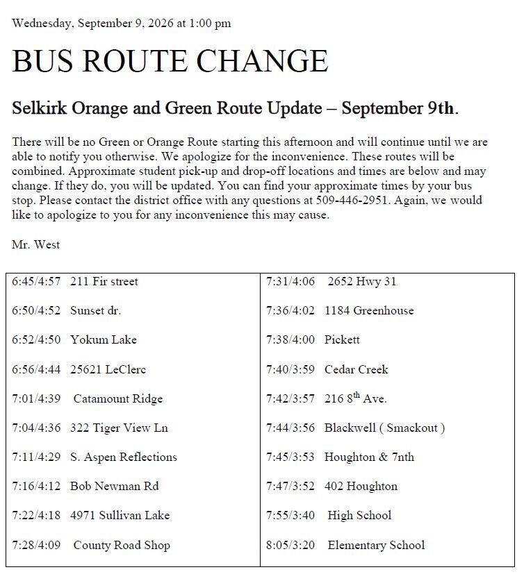 Route Change