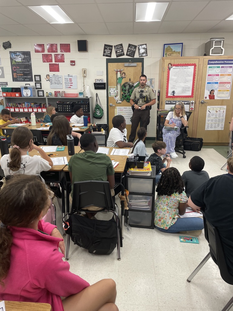 Mrs. Croom’s class enjoyed a special surprise visit from Deputy Josh Croom today! He spoke with students about the concept of Probable Cause and answered their questions about citizens’ rights and protections under Due Process.