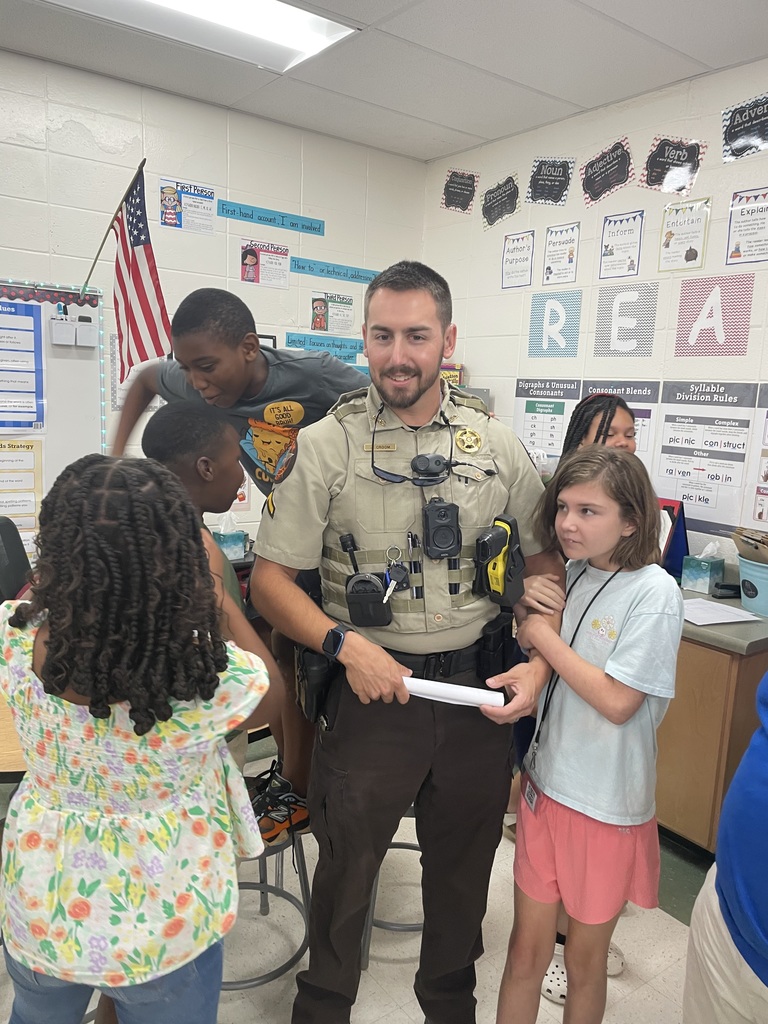 Mrs. Croom’s class enjoyed a special surprise visit from Deputy Josh Croom today! He spoke with students about the concept of Probable Cause and answered their questions about citizens’ rights and protections under Due Process.