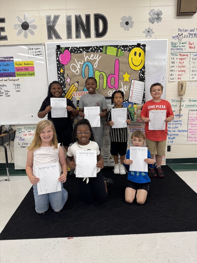 Congratulations to Mrs. Beth Whitaker's ELA students for making a 100 on the first spelling test!