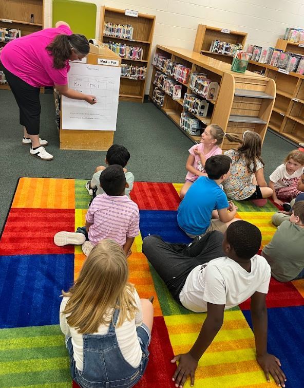 Miss Hannah’s math classes went to the library this week! We read The Lemonade Stand, then we had our very own lemonade tasting party. Students sampled both pink and yellow lemonade, then voted for their favorite. We graphed the results together and practiced collecting and interpreting data! 