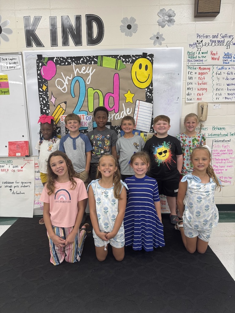 "Mrs. Beth Whitaker would like to give a ""shoutout"" to these students for having 20 days of perfect attendance. Back Row: Precious, Jud, Ah'Maad, Trip, Isaac & Scarlett Front Row: Holland, Eden, Layla & Ella "